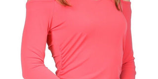 Blusa feminina Michael Kors com decote em V e ombro vazado, rosa