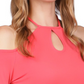 Blusa feminina Michael Kors com decote em V e ombro vazado, rosa