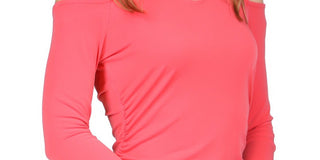 Blusa feminina Michael Kors com decote em V e ombro vazado, rosa