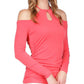 Blusa feminina Michael Kors com decote em V e ombro vazado, rosa