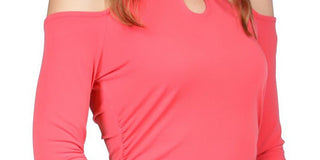 Blusa feminina Michael Kors com decote em V e ombro vazado, rosa