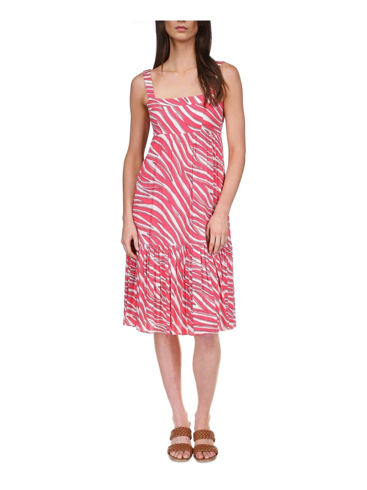 Vestido midi grande e macio de zebra Michael Kors feminino rosa