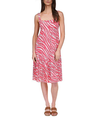 Vestido midi grande e macio de zebra Michael Kors feminino rosa