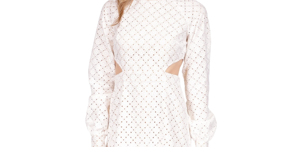 Vestido feminino Michael Kors Geo Ilhós Branco Tamanho 8