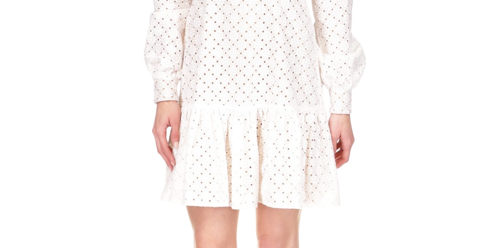 Vestido feminino Michael Kors Geo Ilhós Branco Tamanho 8