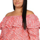 Blusa camponesa com babados e estampa de zebra feminina Michael Kors rosa