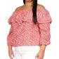 Blusa camponesa com babados e estampa de zebra feminina Michael Kors rosa
