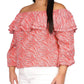 Blusa camponesa com babados e estampa de zebra feminina Michael Kors rosa