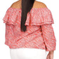 Blusa camponesa com babados e estampa de zebra feminina Michael Kors rosa