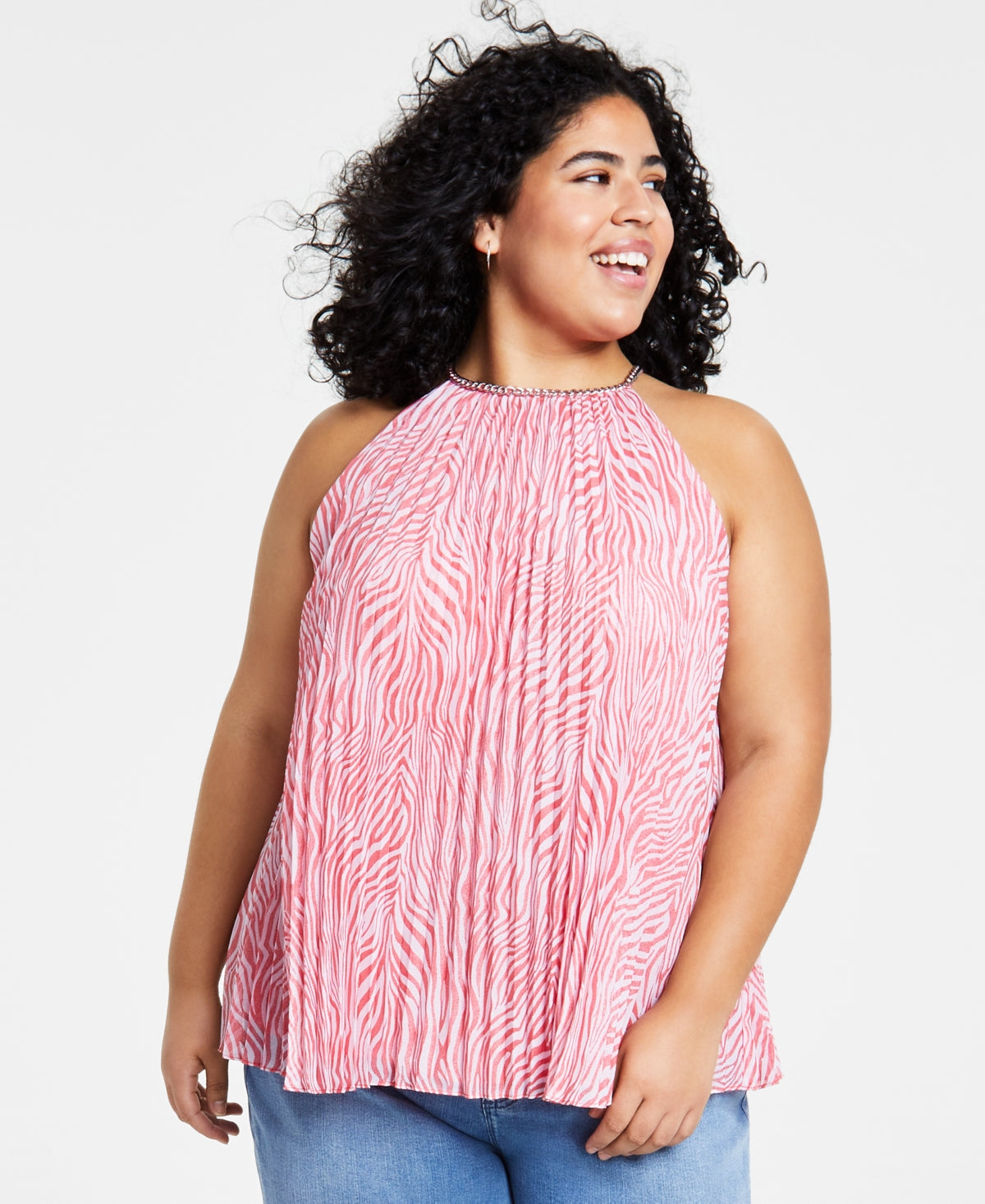 Top Halter Plissado Feminino Michael Kors Rosa Tamanho 0X