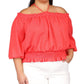 Blusa Michael Kors Feminina Manga Longa Smocked Rosa Tamanho 3X