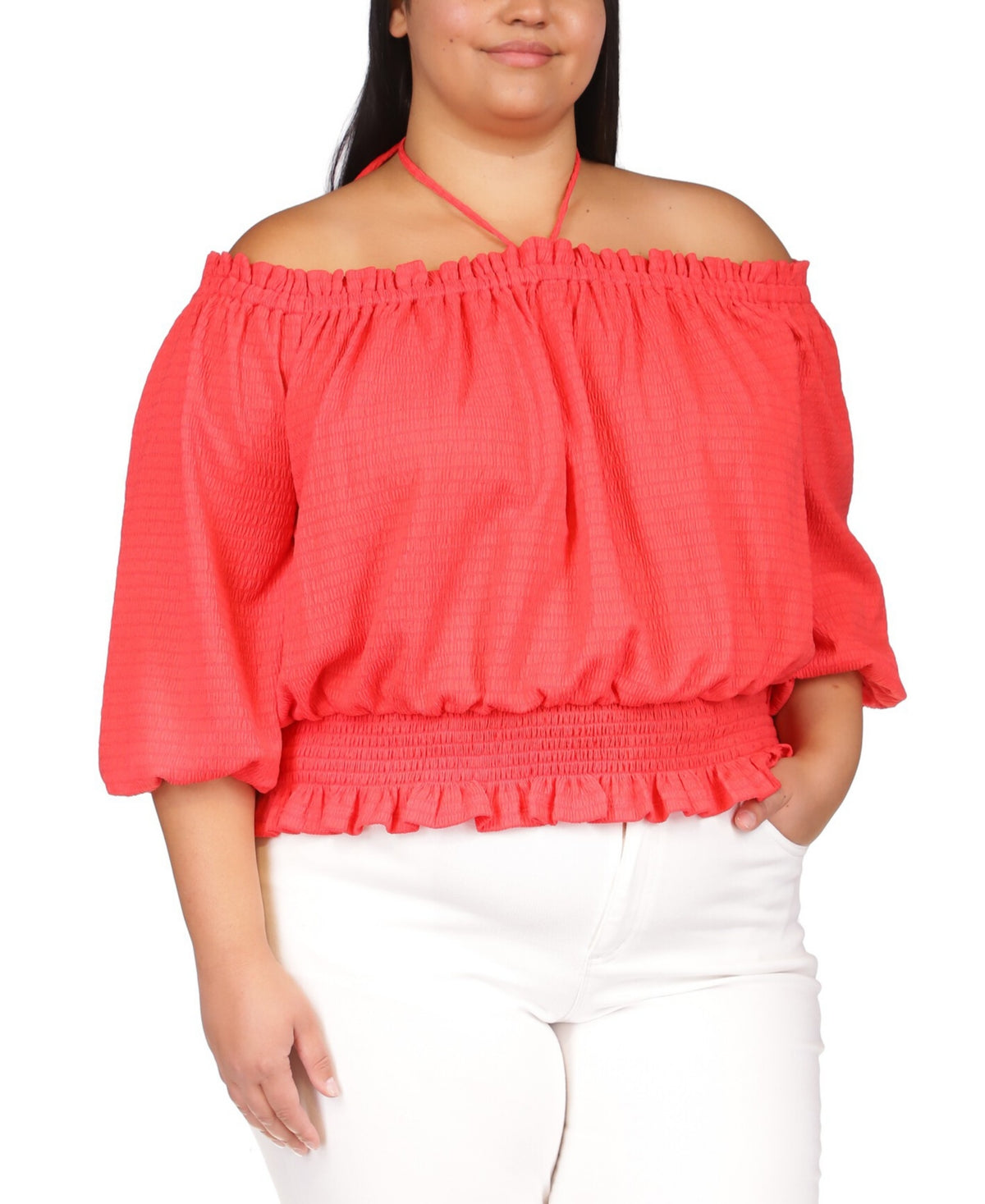 Blusa Michael Kors Feminina Manga Longa Smocked Rosa Tamanho 3X