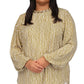 Blusa feminina Michael Kors com decote em corrente e manga comprida, amarela, tamanho 0X
