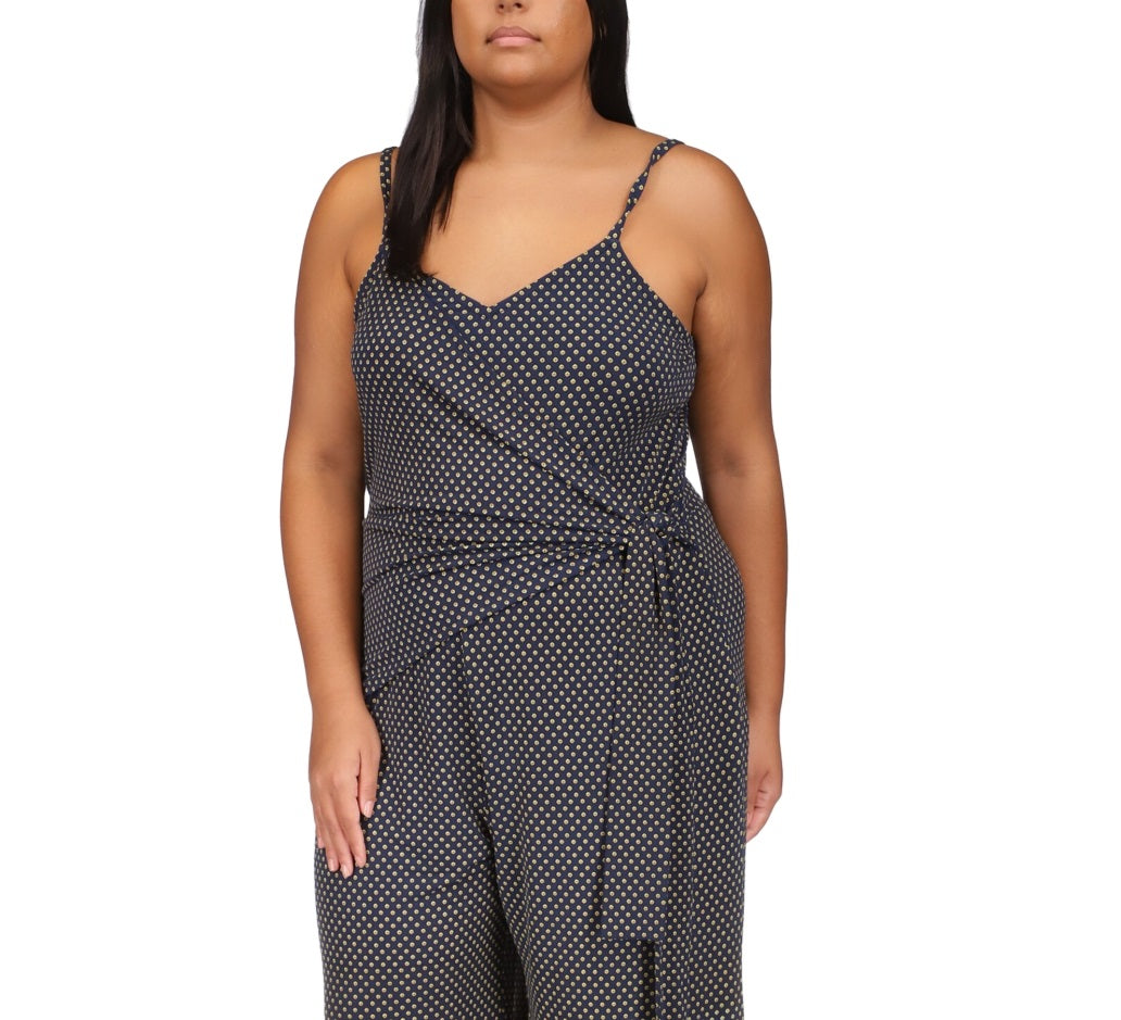 Macacão feminino Michael Kors com estampa e amarração lateral, azul, tamanho 1X