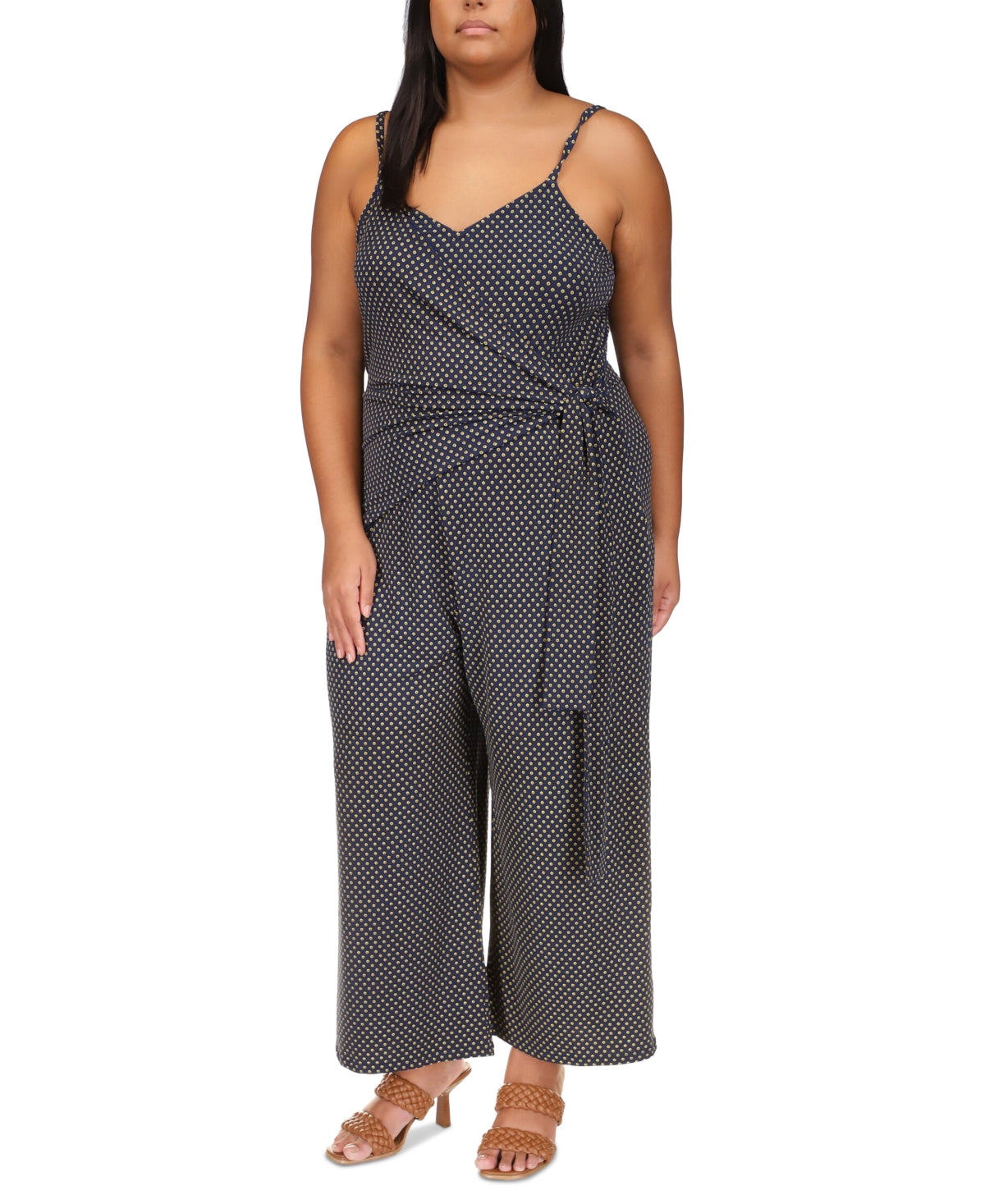 Macacão feminino Michael Kors com estampa e amarração lateral, azul, tamanho 1X