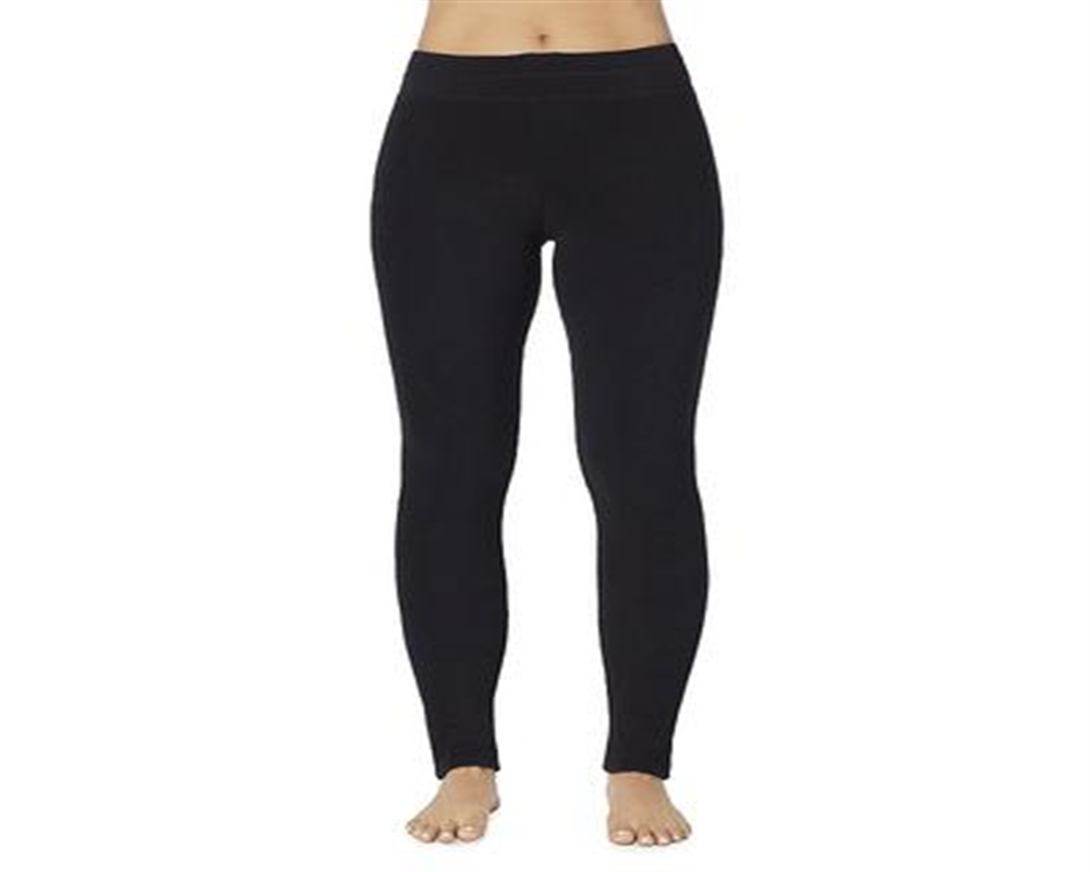 Cuddl Duds Calça legging feminina de lã com elastano, preta, tamanho extrapequeno