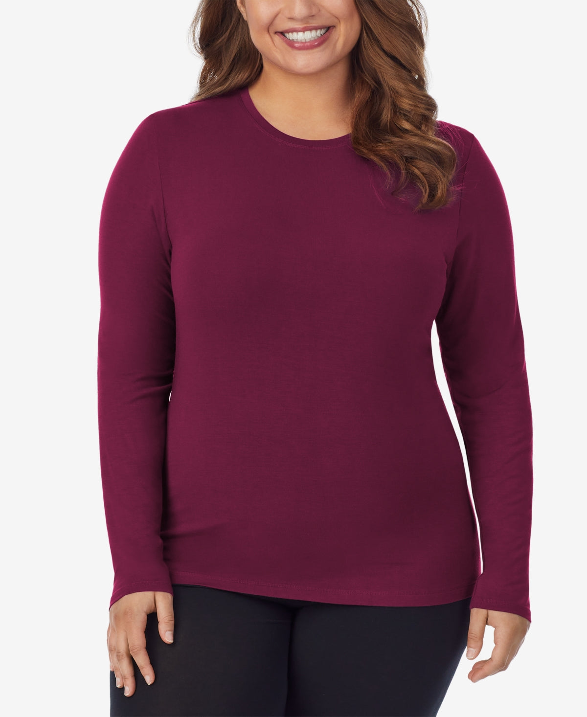 Cuddl Duds Roupa íntima feminina com manga comprida elástica, roxa, tamanho XX-G