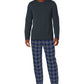 Cuddl Duds Men's Cozy Lodge Conjunto de 2 peças de moletom e calça de pijama xadrez Azul Tamanho X-G
