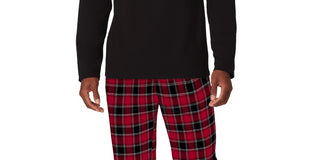 Cuddl Duds Men's Cozy Lodge Conjunto de 2 peças de moletom e calça de pijama xadrez vermelho tamanho médio