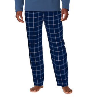 Cuddl Duds Men's Cozy Lodge Conjunto de 2 peças de moletom e calça de pijama xadrez Azul Tamanho X-G