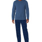 Cuddl Duds Men's Cozy Lodge Conjunto de 2 peças de moletom e calça de pijama xadrez Azul Tamanho X-G