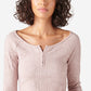 Lucky Brand Top Henley Feminino em Malha Ribbed Cloud Rosa Tamanho XX-G