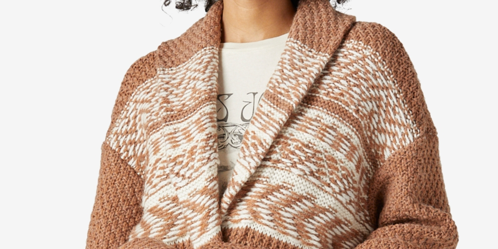 Suéter feminino Lucky Brand Fair Isle marrom tamanho pequeno
