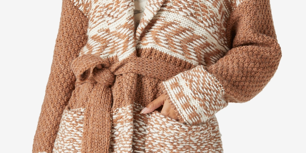 Suéter feminino Lucky Brand Fair Isle marrom tamanho pequeno