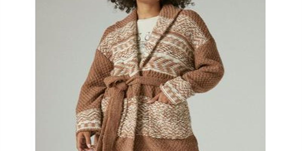 Lucky Brand Casaco Feminino Fair Isle Marrom Tamanho GG