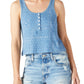 Camiseta Waffle Henley Feminina Lucky Brand Azul