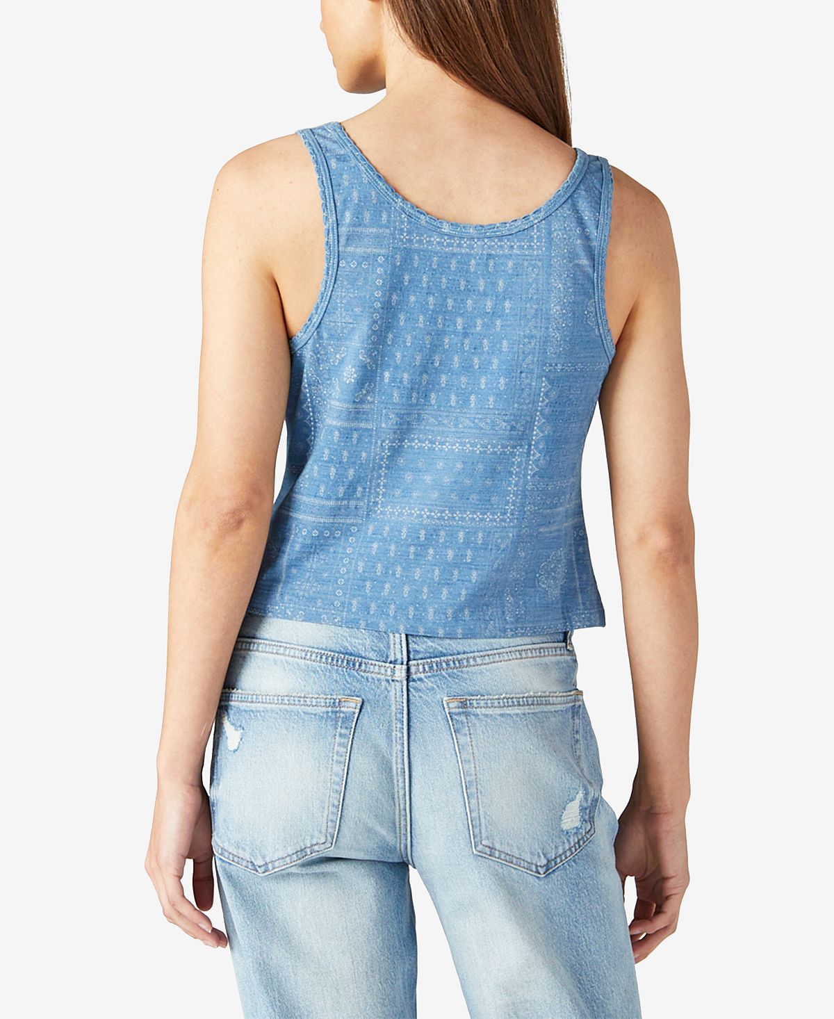 Regata Waffle Henley Feminina Lucky Brand Azul Tamanho XX-G
