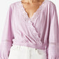 Blusa feminina Lucky Brand de algodão sintético com ilhós, roxa, tamanho extragrande