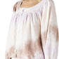 Blusa camponesa bordada feminina Lucky Brand, roxa, tamanho médio