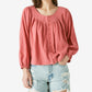 Blusa feminina Lucky Brand de algodão com botões bordados e estampa camponesa, tamanho XX-G