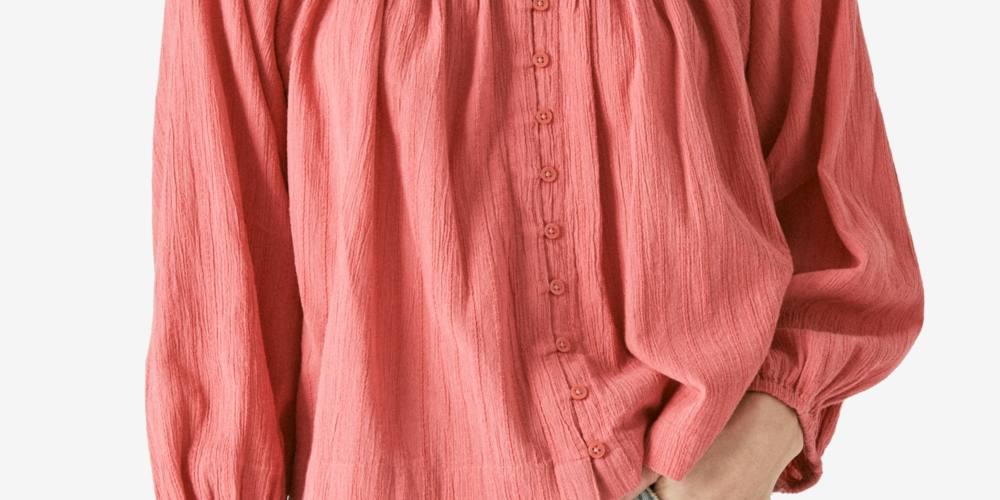 Blusa feminina Lucky Brand de algodão com botões bordados e estampa camponesa, tamanho XX-G