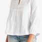 Blusa feminina popover bordada Lucky Brand, branca, tamanho XX-G