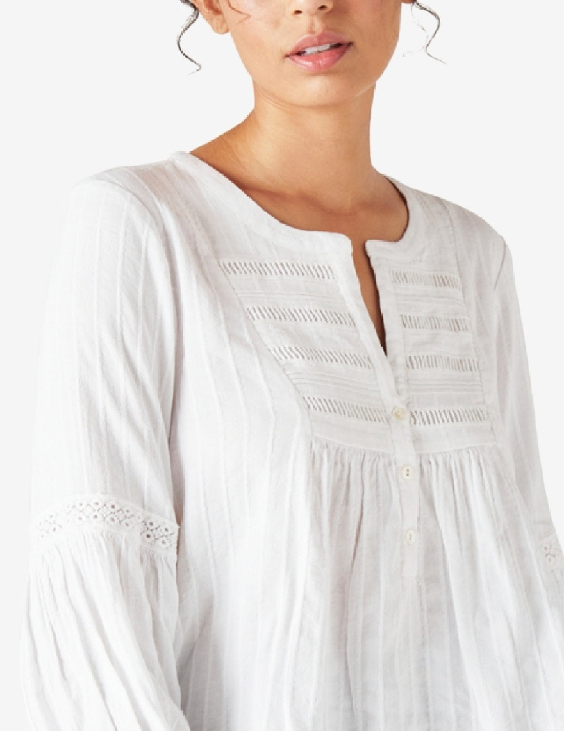 Blusa feminina popover bordada Lucky Brand, branca, tamanho XX-G