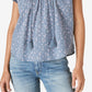 Blusa feminina Lucky Brand Pintuck Ladder Stitch Azul Tamanho P