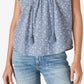 Blusa feminina Lucky Brand Pintuck Ladder Stitch Azul, tamanho médio