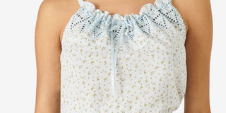 Saia de algodão com babados florais femininos Lucky Brand, azul, tamanho X-S