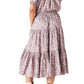 Vestido longo feminino Lucky Brand com cintura franzida e estampa floral, tamanho médio, vermelho