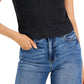 Camiseta regata feminina Waffle Boy Henley da Lucky Brand, preta