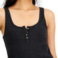 Camiseta regata feminina Waffle Boy Henley da Lucky Brand, preta