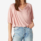 Lucky Brand Sandwash Peasant Top Feminino Rosa Tamanho X-G
