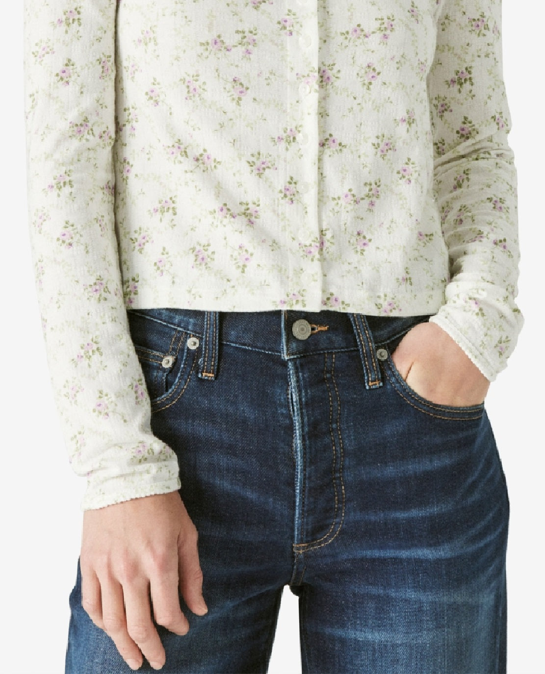 Cardigan feminino Lucky Brand Pointelle, branco, tamanho X-G