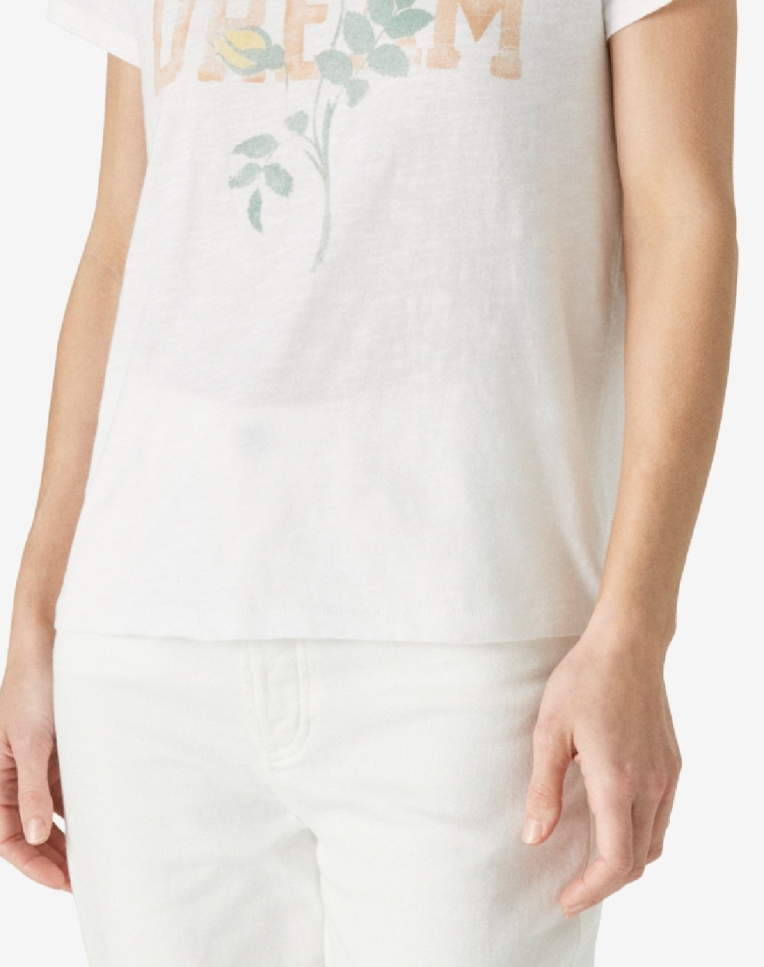 Camiseta feminina Lucky Brand Dream Floral Graphic, branca, tamanho pequeno