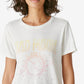Camiseta feminina Lucky Brand Bad Moon Rising Graphic, branca, tamanho médio