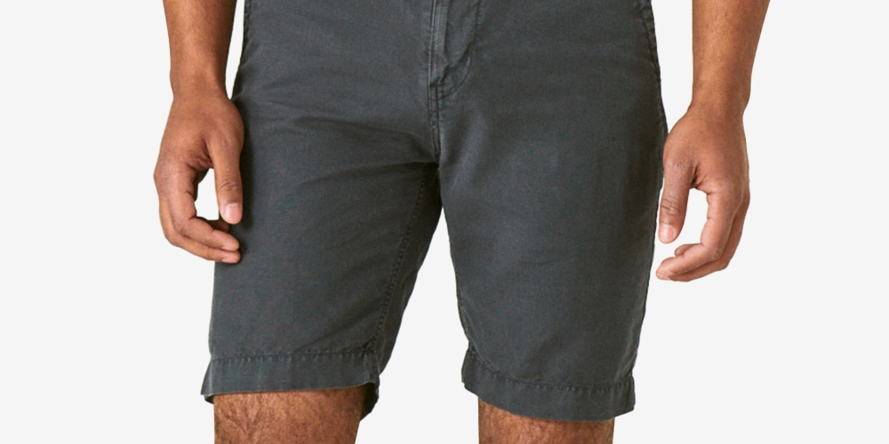 Shorts chino masculino Lucky Brand Laguna de linho e algodão com frente lisa, azul, tamanho 38