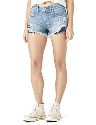 Shorts jeans feminino Lucky Brand rasgado e cortado, azul, tamanho 28