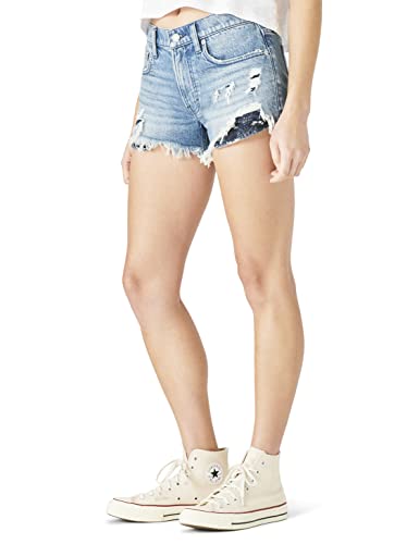 Shorts jeans feminino Lucky Brand rasgado e cortado, azul, tamanho 28